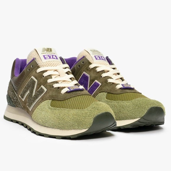 SNS X New Balance 574 Nature Retro Running Shoe / Sneaker - Green / Purple - Picture 6 of 16